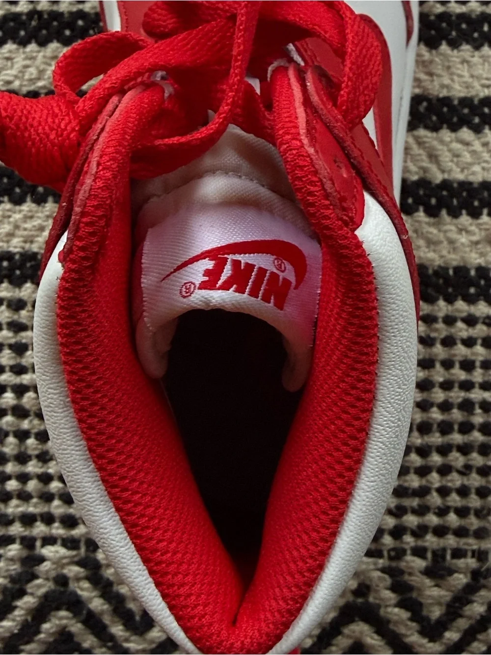 Nike Red and White High-Top Sneaker